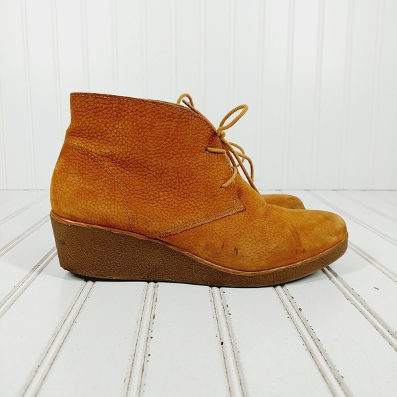 Lucky Brand Junes Leather Lace Up Wedge Chukka Ankle Boots C 606 - Picture 5 of 13